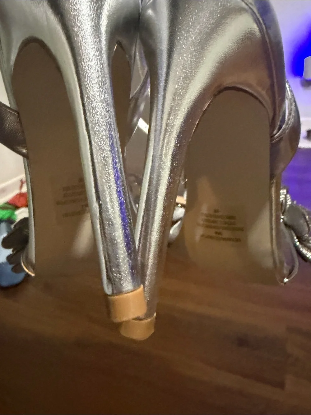 NWOT Steve Madden Ulyana metallic silver rhinestone floral heels summer party - Picture 11 of 12
